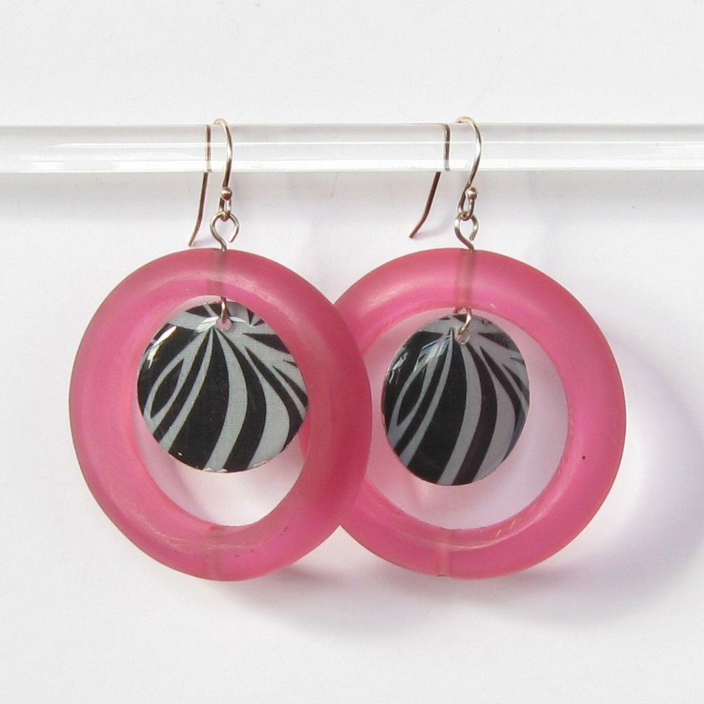 Jewelry Sommer Crafts Black White And Pink Earrings With Ring